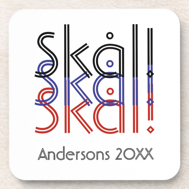 Minimalist Norway Skål! | Engagement Keepsake Coaster (Front)