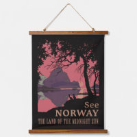 Minimalist Norway Sunset Poster - Mountain Fjord