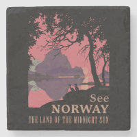 Minimalist Norway Sunset Poster - Mountain Fjord