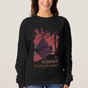 Minimalist Norway Sunset Poster - Mountain Fjord Sweatshirt