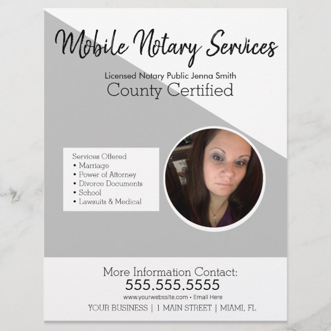 Minimalist Notary Mobile Services Photo Flyer (Front)