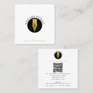 Minimalist Notary Service Signing Agent Logo Gold Square Business Card