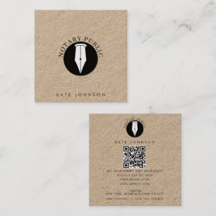 Minimalist Notary Service Signing Agent Logo Kraft Square Business Card