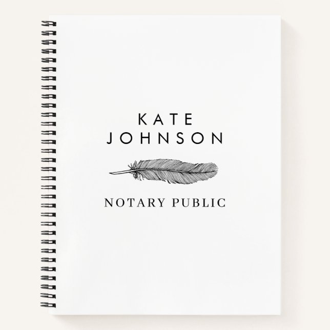 Minimalist Notary Signing Agent Feather Quill Logo Notebook (Front)