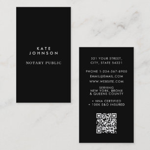 Minimalist Notary Signing Agent Professional Black Business Card