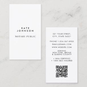 Minimalist Notary Signing Agent Professional White Business Card