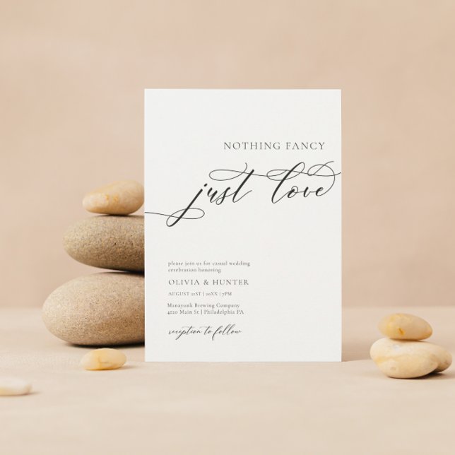 Minimalist Nothing Fancy Just Love Calligraphy  Invitation (Creator Uploaded)