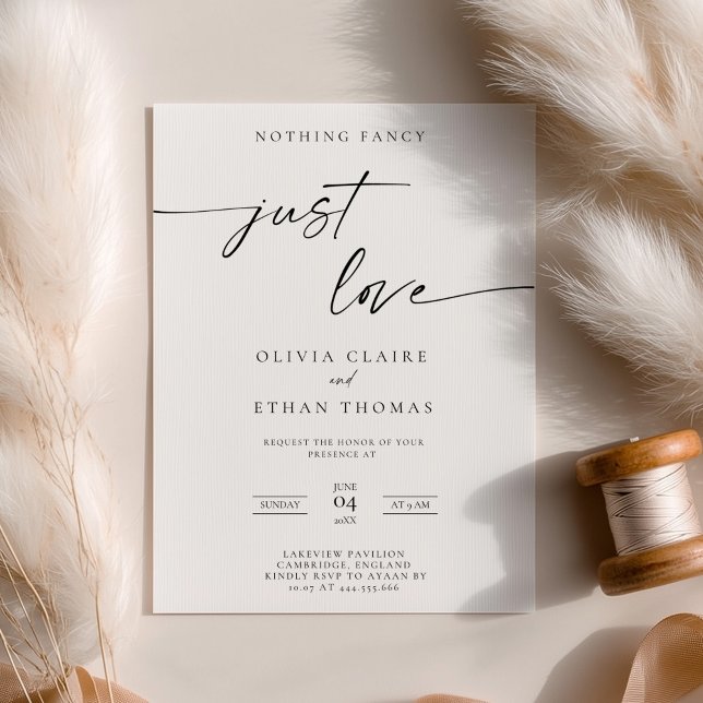 Minimalist Nothing Fancy Just Love Casual Wedding  Invitation (Creator Uploaded)