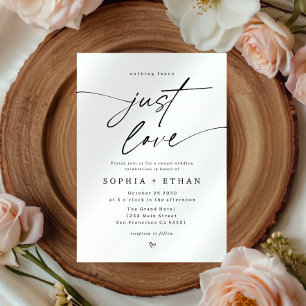Minimalist Nothing Fancy Just Love Wedding Heart Invitation