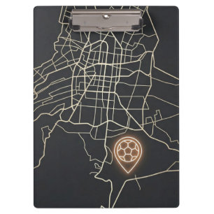 Minimalist NYC Soccer Map Pin Line Art Clipboard