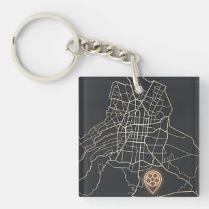 Minimalist NYC Soccer Map Pin Line Art Key Ring
