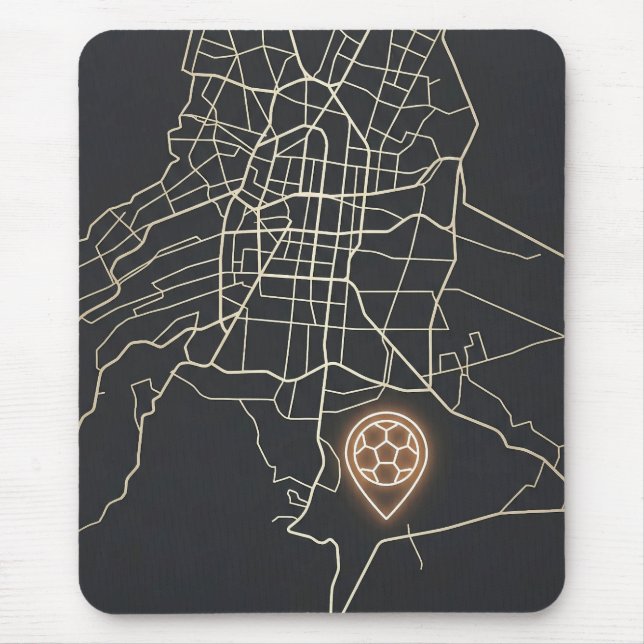 Minimalist NYC Soccer Map Pin Line Art Mouse Pad (Front)