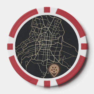 Minimalist NYC Soccer Map Pin Line Art Poker Chips