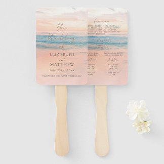 Minimalist Ocean Sunset Beach Wedding  Hand Fan