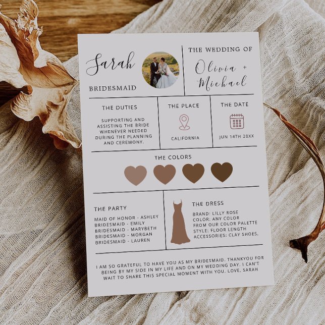 Minimalist Off White Bridesmaid Proposal Info Card (Minimalist Off White Bridesmaid Proposal Info Card)
