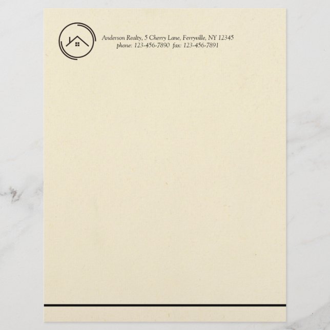 Minimalist Off White Real Estate Custom Letterhead (Front)