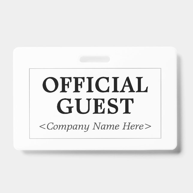 Minimalist "OFFICIAL GUEST" Badge ID Badge (Front)