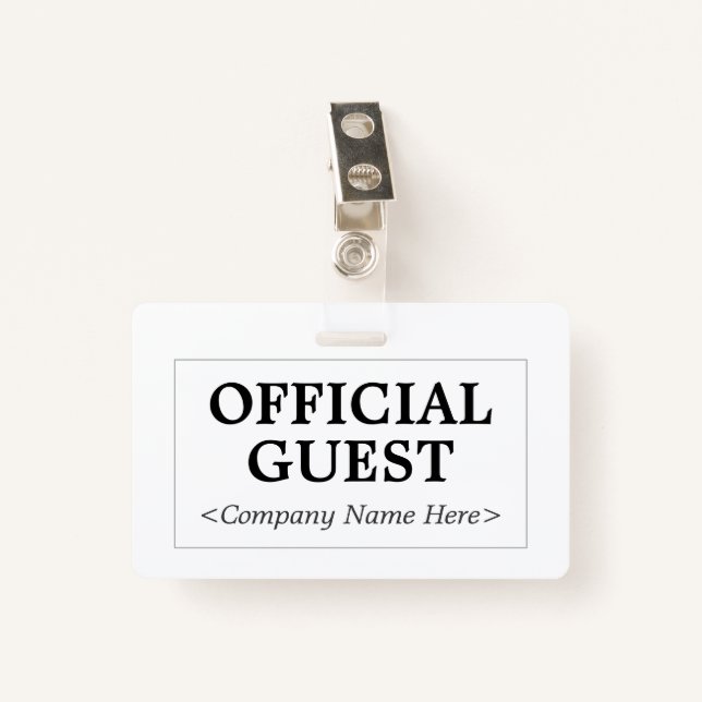 Minimalist "OFFICIAL GUEST" Badge ID Badge (Front with Clip)