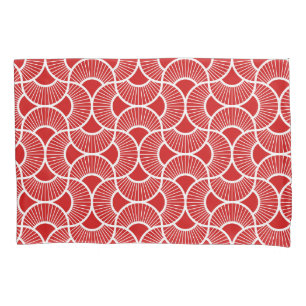 Minimalist Ogee Rising Sun Fans Bright Red Pillowcase