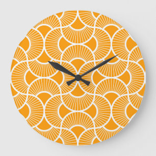 Minimalist Ogee Rising Sun Fans Bright Sunny Large Clock