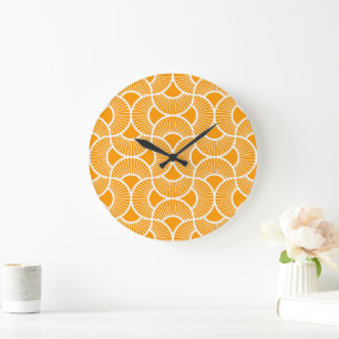 Minimalist Ogee Rising Sun Fans Bright Sunny Large Clock