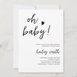 Minimalist Oh Baby Baby Shower Invitation