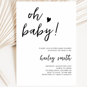 Minimalist Oh Baby Baby Shower Invitation