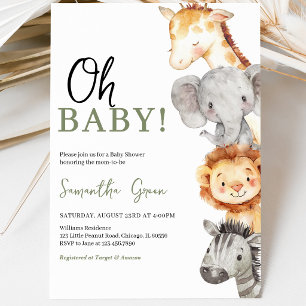 Minimalist Oh Baby Safari Baby Shower Invitation