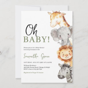 Minimalist Oh Baby Safari Baby Shower Invitation