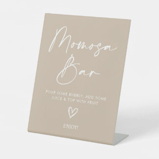 Minimalist Oh Baby Shower Beige Momosa Bar Sign