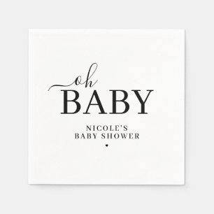 Minimalist Oh Baby Shower Napkin