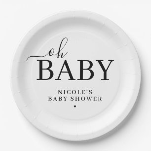 Minimalist Oh Baby Shower Paper Plate