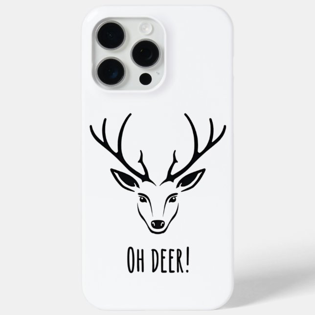 Minimalist Oh Deer Reindeer iPhone 15 Pro Max Case (Back)
