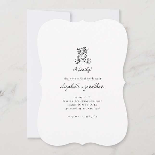 Minimalist Oh Finally Script Wedding Invitation (Front)