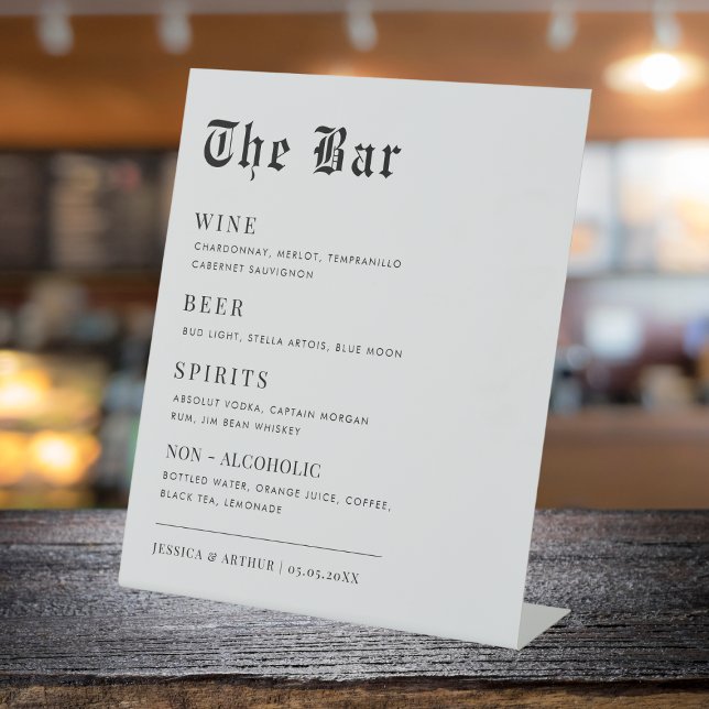Minimalist Old Fashioned Wedding the Bar Sign      (Creator Uploaded)