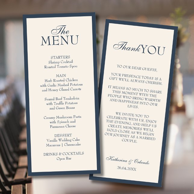  Minimalist Old Money Wedding Menu Thank You Note (Creator Uploaded)