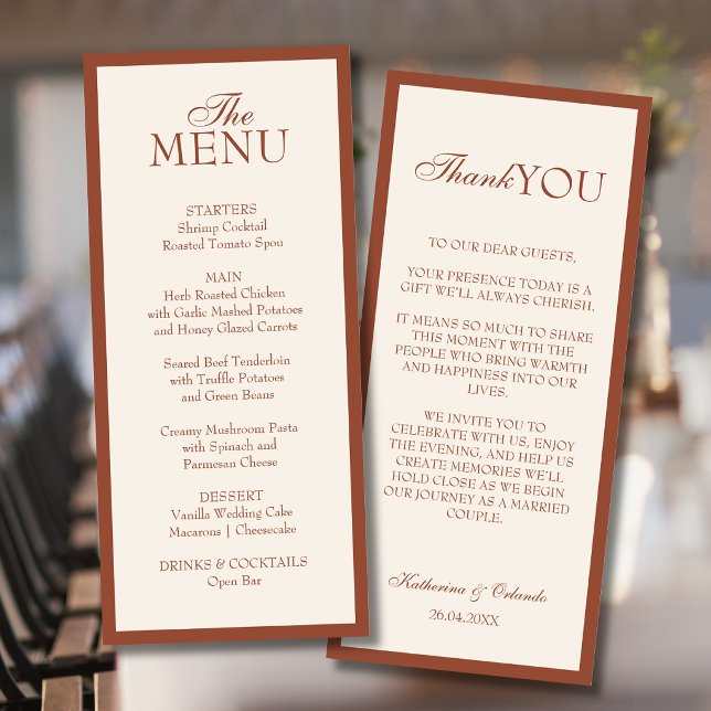  Minimalist Old Money Wedding Menu Thank You Note (Creator Uploaded)