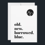 Minimalist Old New Borrowed Blue Modern Bold Font Save The Date<br><div class="desc">Fun way to announce your engagement / save the date. Can be fully customised to suit your needs.
© Gorjo Designs. Made for you via the Zazzle platform.

// Need help customising your design? Got other ideas? Feel free to contact me (Zoe) directly.</div>