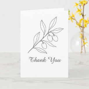 Minimalist Olive Branch Botanical Thank You Card