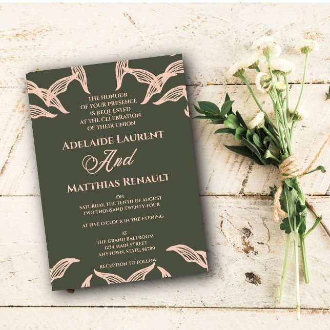 Minimalist Olive Green Boho Wedding Invitation (Creator Uploaded)