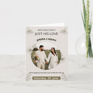 Minimalist Olive Green & Cream Wedding Invitation
