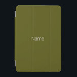 Minimalist olive green custom name monogram chic iPad mini cover<br><div class="desc">Elegant minimalist olive moss green custom name monogram solid plain colour iPad mini Cover</div>