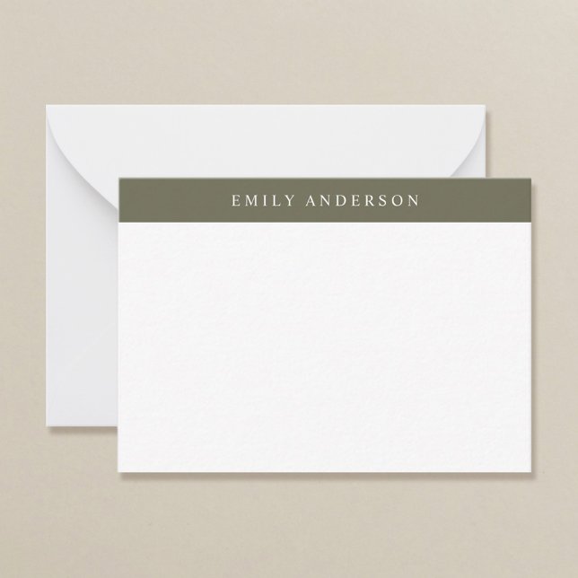Minimalist Olive Green Elegant Monogram Card (Creator Uploaded)