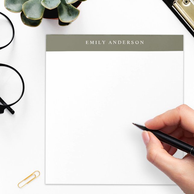 Minimalist Olive Green Elegant Monogram Notepad (Creator Uploaded)