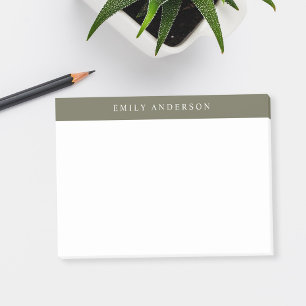 Minimalist Olive Green Elegant Monogram Post-it Notes