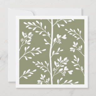 Minimalist Olive Green Floral Stripe Art Card