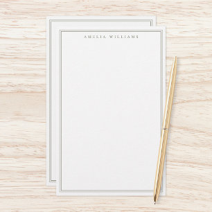 Minimalist Olive Green Monogram Two Border Stationery
