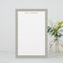 Minimalist Olive Green Stripes Monogram