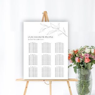 Minimalist Olive Leaf Wedding 9 Table Seating Poster