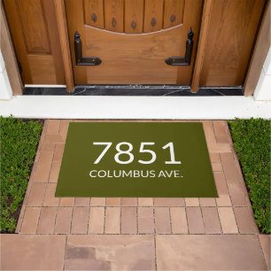 Minimalist olive moss green and white elegant  doormat
